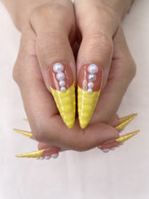 Load image into Gallery viewer, Hand-Painted Sun Salute Stiletto Nails with Sticky Tabs &amp; Kit C023