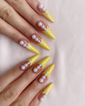 Load image into Gallery viewer, Hand-Painted Sun Salute Stiletto Nails with Sticky Tabs &amp; Kit C023