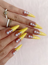 Load image into Gallery viewer, Hand-Painted Sun Salute Stiletto Nails with Sticky Tabs &amp; Kit C023