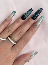 Load image into Gallery viewer, Hand-Painted Obsidian Moth Coffin Press-On Nails with Sticky Tabs &amp; Kit Y101