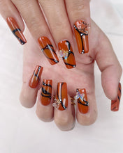Load image into Gallery viewer, Hand-Painted Rust Wing Coffin Press-On Nails with Sticky Tabs &amp; Kit Y097