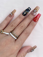 Load image into Gallery viewer, Hand-Painted Cemetery Roses Coffin Press-On Nails with Sticky Tabs &amp; Kit Y028
