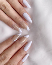 Load image into Gallery viewer, Hand-Painted Linear Whisper Almond Shaped Nails with Sticky Tabs &amp; Kit A035