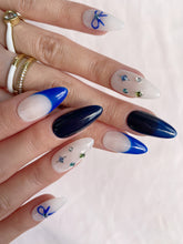 Load image into Gallery viewer, Hand-Painted Moonlit Stars Almond Shaped Nails with Sticky Tabs &amp; Kit A124