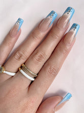 Load image into Gallery viewer, Hand-Painted Picasso’s Blue Coffin Press-On Nails with Sticky Tabs &amp; Kit A079