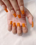Hand-Painted Watercolor Bouquet Coffin Press-On Nails with Sticky Tabs & Kit A119
