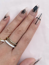 Load image into Gallery viewer, Hand-Painted Thorned Valentine Almond Shaped Nails with Sticky Tabs &amp; Kit Y034
