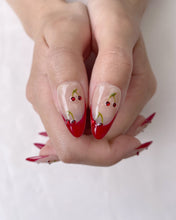 Load image into Gallery viewer, Hand-Painted Cute Cherry Almond Shaped Nails with Sticky Tabs &amp; Kit A155