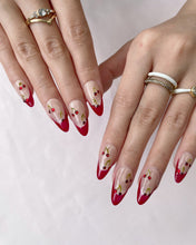 Load image into Gallery viewer, Hand-Painted Cute Cherry Almond Shaped Nails with Sticky Tabs &amp; Kit A155