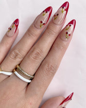 Load image into Gallery viewer, Hand-Painted Cute Cherry Almond Shaped Nails with Sticky Tabs &amp; Kit A155