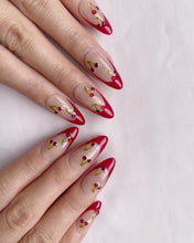 Load image into Gallery viewer, Hand-Painted Cute Cherry Almond Shaped Nails with Sticky Tabs &amp; Kit A155