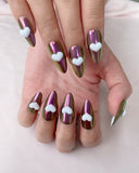 Hand-Painted Dipped in Gold Almond Shaped Nails with Sticky Tabs & Kit Y102