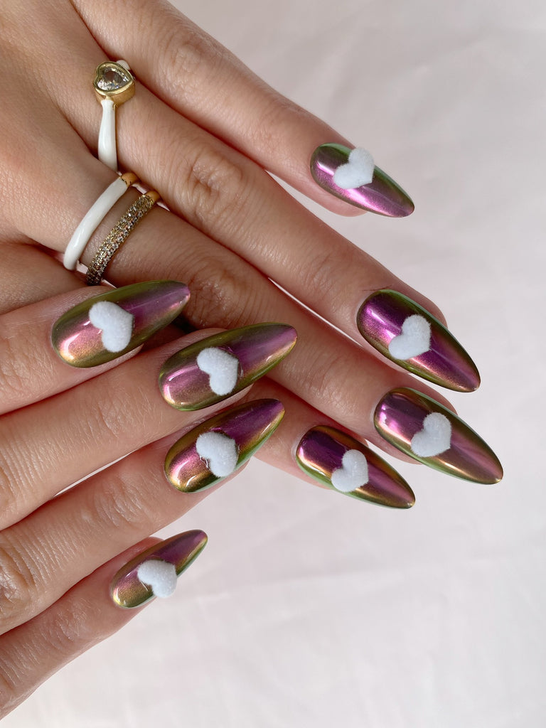 Hand-Painted Dipped in Gold Almond Shaped Nails with Sticky Tabs & Kit Y102