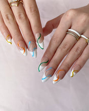 Load image into Gallery viewer, Hand-Painted Messy and Casual Almond Shaped Nails with Sticky Tabs &amp; Kit A151