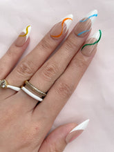 Load image into Gallery viewer, Hand-Painted Messy and Casual Almond Shaped Nails with Sticky Tabs &amp; Kit A151