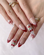 Load image into Gallery viewer, Hand-Painted Christmas Twinkle Almond Shaped Nails with Sticky Tabs &amp; Kit A152