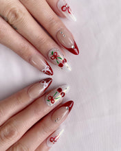 Load image into Gallery viewer, Hand-Painted Christmas Twinkle Almond Shaped Nails with Sticky Tabs &amp; Kit A152