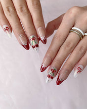 Load image into Gallery viewer, Hand-Painted Christmas Twinkle Almond Shaped Nails with Sticky Tabs &amp; Kit A152