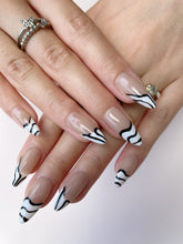 Load image into Gallery viewer, Hand-Painted Nebula Tip Almond Shaped Nails with Sticky Tabs &amp; Kit A082