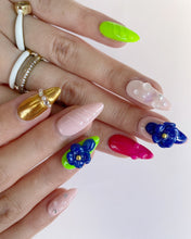 Load image into Gallery viewer, Hand-Painted Colorful Pearls 3D Carved Almond Shaped Nails with Sticky Tabs &amp; Kit E008