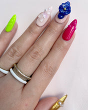 Load image into Gallery viewer, Hand-Painted Colorful Pearls 3D Carved Almond Shaped Nails with Sticky Tabs &amp; Kit E008