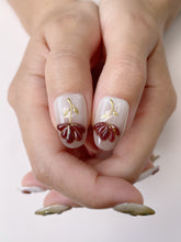 Load image into Gallery viewer, Hand-Painted Berry Bloom 3D Carved Short Oval Nails with Sticky Tabs &amp; Kit F008