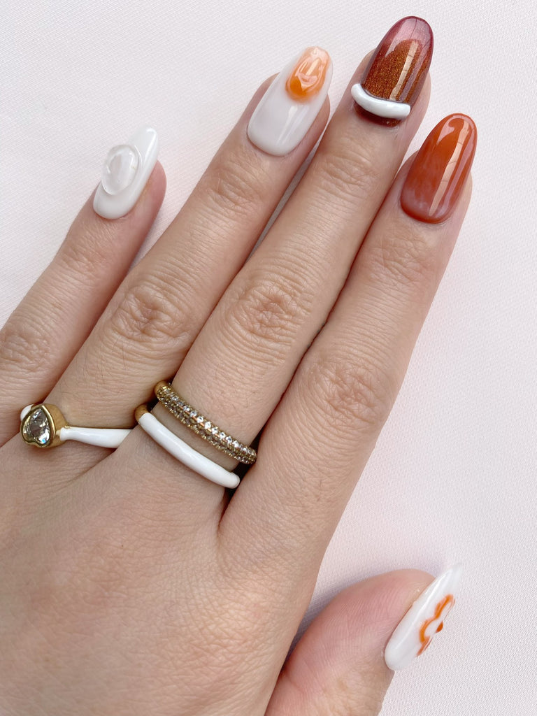 Hand-Painted Paws & Hearts Short Oval Nails with Sticky Tabs & Kit F009