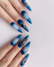 Load image into Gallery viewer, Hand-Painted Glacier Peak Stiletto Nails with Sticky Tabs &amp; Kit C014
