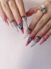Load image into Gallery viewer, Hand-Painted Gothic Relic Stiletto Nails with Sticky Tabs &amp; Kit C002