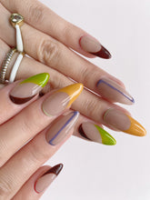 Load image into Gallery viewer, Hand-Painted Chaotic Harmony Almond Shaped Nails with Sticky Tabs &amp; Kit A008