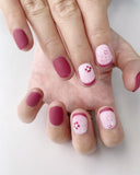 Hand-Painted Blossom Bubbles Short Square Nails with Sticky Tabs & Kit F046