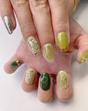 Hand-Painted Fairy Canopy Short Oval Nails with Sticky Tabs & Kit F045