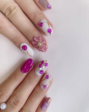 Load image into Gallery viewer, Hand-Painted Grape Soda 3D Carved Short Oval Nails with Sticky Tabs &amp; Kit F044