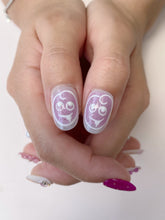 Load image into Gallery viewer, Hand-Painted Grape Soda 3D Carved Short Oval Nails with Sticky Tabs &amp; Kit F044