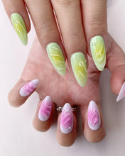 Load image into Gallery viewer, Hand-Painted Mermaid’s Cocoon Almond Shaped Nails with Sticky Tabs &amp; Kit Y112