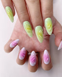 Hand-Painted Mermaid’s Cocoon Almond Shaped Nails with Sticky Tabs & Kit Y112
