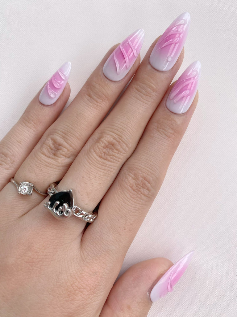 Hand-Painted Mermaid’s Cocoon Almond Shaped Nails with Sticky Tabs & Kit Y112