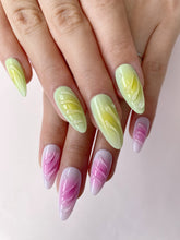 Load image into Gallery viewer, Hand-Painted Mermaid’s Cocoon Almond Shaped Nails with Sticky Tabs &amp; Kit Y112