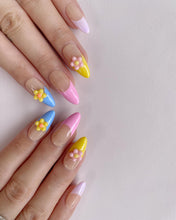 Load image into Gallery viewer, Hand-Painted Sunset Mirage 3D Carved Almond Shaped Nails with Sticky Tabs &amp; Kit A169