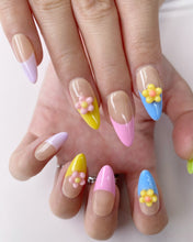 Load image into Gallery viewer, Hand-Painted Sunset Mirage 3D Carved Almond Shaped Nails with Sticky Tabs &amp; Kit A169