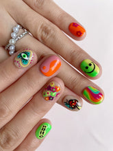 Load image into Gallery viewer, Hand-Painted Zombie Candy Short Square Nails with Sticky Tabs &amp; Kit F018