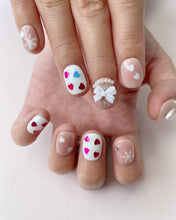 Load image into Gallery viewer, Hand-Painted Cotton Candy Short Square Nails with Sticky Tabs &amp; Kit F013