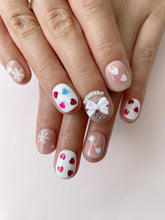 Load image into Gallery viewer, Hand-Painted Cotton Candy Short Square Nails with Sticky Tabs &amp; Kit F013