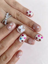 Load image into Gallery viewer, Hand-Painted Cotton Candy Short Square Nails with Sticky Tabs &amp; Kit F013