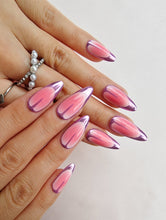 Load image into Gallery viewer, Hand-Painted Silk &amp; Shadow Almond Shaped Nails with Sticky Tabs &amp; Kit Y067