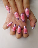 Hand-Painted Silk & Shadow Almond Shaped Nails with Sticky Tabs & Kit Y067