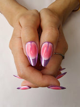 Load image into Gallery viewer, Hand-Painted Silk &amp; Shadow Almond Shaped Nails with Sticky Tabs &amp; Kit Y067