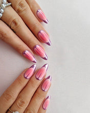 Load image into Gallery viewer, Hand-Painted Silk &amp; Shadow Almond Shaped Nails with Sticky Tabs &amp; Kit Y067