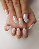 Hand-Painted Pearl Whisper Almond Shaped Nails with Sticky Tabs & Kit A076
