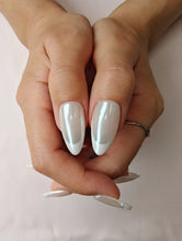Load image into Gallery viewer, Hand-Painted Pearl Whisper Almond Shaped Nails with Sticky Tabs &amp; Kit A076